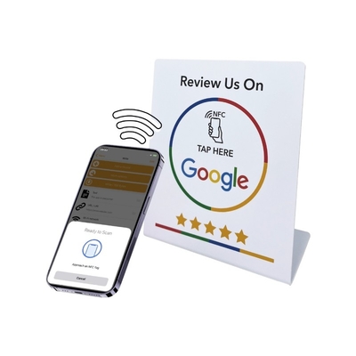 Customização NFC Stand Social Media Review NFC PVC Google Review Cartão Menu Display Stand